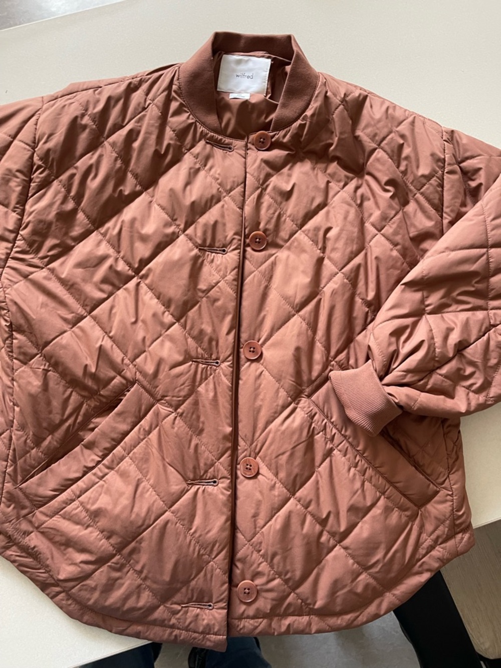Wilfred Quilted Button-Front Jacket in Terracotta